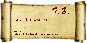 Tóth Barakony névjegykártya